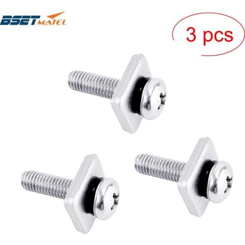 3PCS Boat Surfboard Tail Fin Screw Surf Fin Nails Bolt Screws Longboard Sliding Fin Screws Single Fin Screw with Plate Surfing
