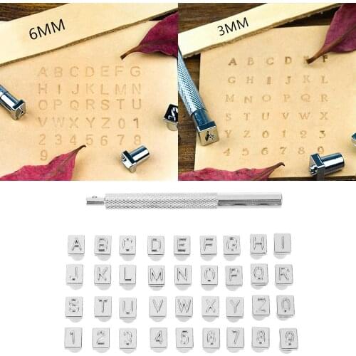 36Pcs Alphabet Letter Leather Stamper Set Carbon Steel Punch Metal Leather Punching Tools For DIY Leather Craft Tools 3mm/6mm