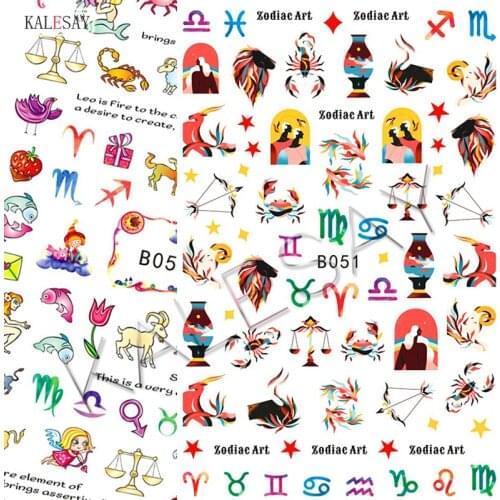 3D Nail Art Sticker Cartoon Constellation DIY Decals Tips 12 Options Manicure Design Self Adhesive Decoration Sticker for Nails