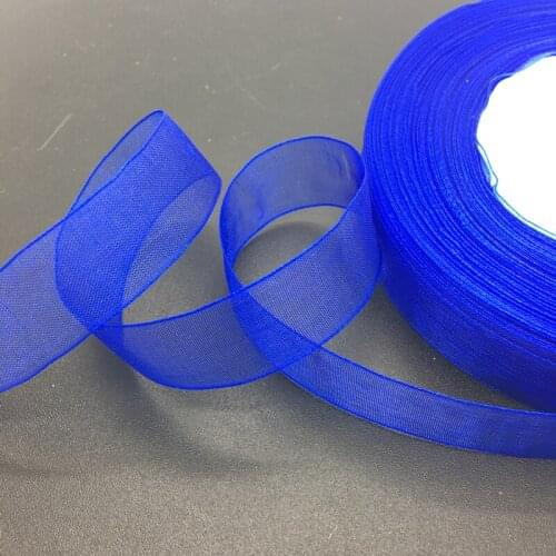 50 Yards/Roll 5/8" 15mm Blue Organza Ribbon Bow Wedding Decoration Lace Crafts