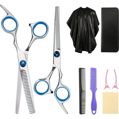 9pcs/set Professional Barber Cutting Thinning Scissors Styling Tool Hairdressing Shears Colorful Stainless Steel Salon 6 Inch