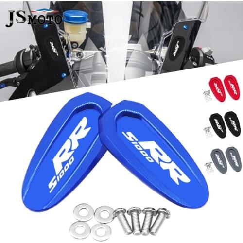 For BMW S1000RR 2020-2021 Motorcycle Accessories CNC Mirror Hole Cover Windscreen Driven Mirror Eliminators Cap logo s1000 rr