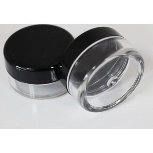 1000PCS / 5G Cream Jar, black Empty Plastic Cosmetic Container, 5ml clear jar, Small Sample Makeup Sub-bottling nail powder case