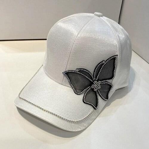 New Pearl butterfly summer New snapback women Fashion Breathable Solid color simplicity Hat Adjustable Baseball Cap Garros hat