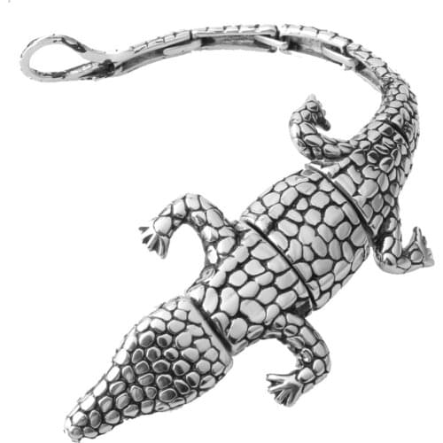 Hipper Hot Sale Stainless Steel Silver Color Crocodile Cuff Bangle Punk Mens Boys Casting Bracelets Daily Jewelry Punk Animal