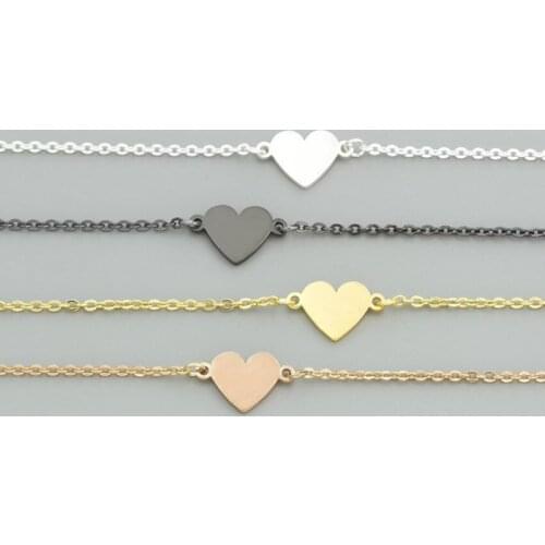 10PCS Minimalist Sexy Heart-shaped Love Peach Heart Stainless Steel Bracelets Female Chain Link Wedding Love Costume pulseira