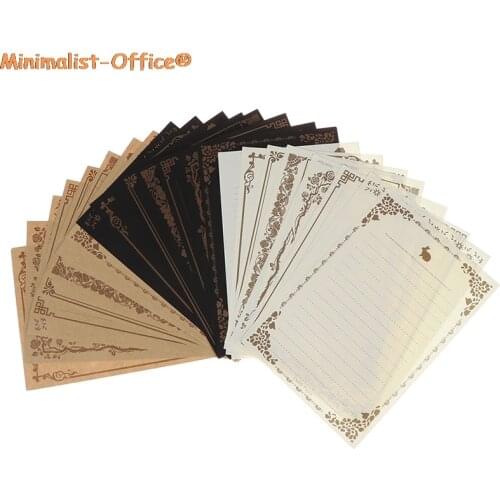 Letter Paper 8 Sheets Vintage Flower Design Letterhead Letter Kraft Brown Writing Paper Letter Pad Drawing Sketch Pad Stationery