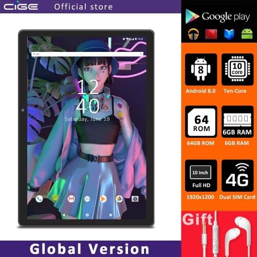 CIGE N9 10 inch Tablet PC Dual 4G LTE 6GB RAM 64GB ROM Tablets Android 8.0 Ten-Core Dual Camera Bluetooth 5G WiFi GPS 10.1