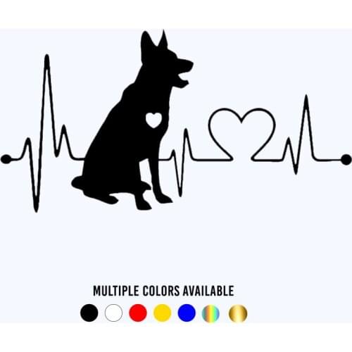 CK20833# Vinyl Decal Music Notes Heart German Shepherd Car Sticker Cartoon Animal Pet Waterproof Auto Decors