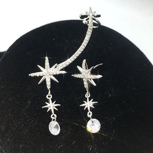 Euramerican and Korean version needle anti-allergy micro-set asymmetrical stud earring earrings with stars full of rice word