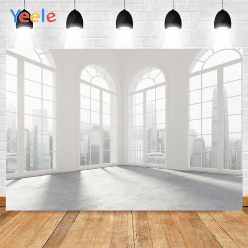 Yeele White Building Indoor Big French Window Relaxing Background Photophone Photography Backdrops for Decor Customized Size