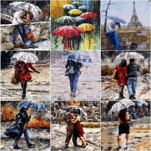 GATYZTORY Coloring By Number Umbrella Lovers Drawing On Canvas Painting By Numbers Figure Handpainted Modern Wall Art Gifts
