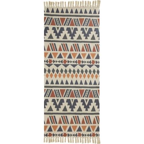 Geometric Fringed Rug for Bathroom Hotel Prayer Mattress Bohemian Cotton Linen Woven Door Rug