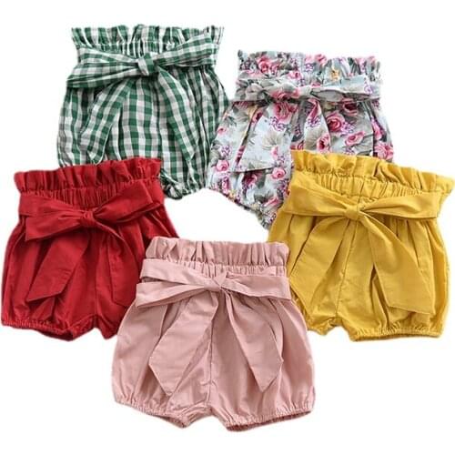 New Summer Baby Girls Skirt Shorts 1 To 6Years Kids Girl Cotton Shorts Casual Clothes Bow Fungus Lantern Shorts