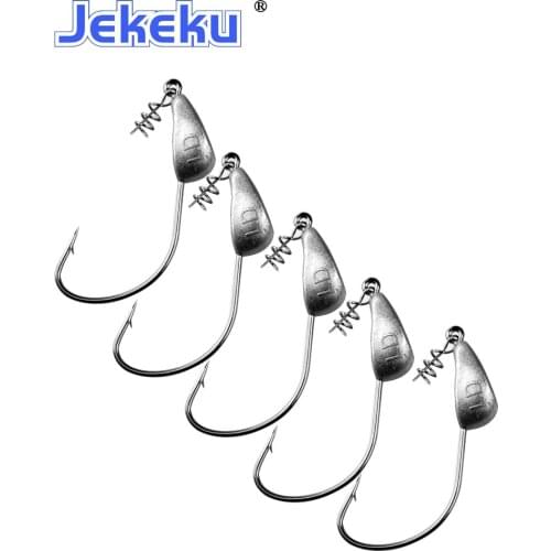 JEKEKU NEW 5pcs Fishing Hook3.5g5g7g10g15g18g21g Barbed Hook Soft Lure Jigging Hook Fishing Tackle
