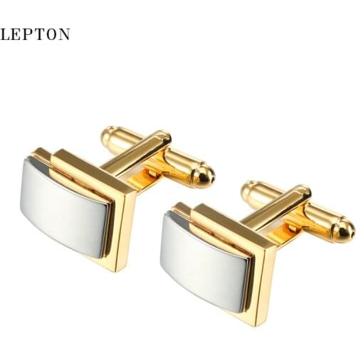 Lepton Classic Square Cufflinks For Mens High Quality Metal Simple business style Cuff links Men Shirt Cuffs Cufflink gemelos