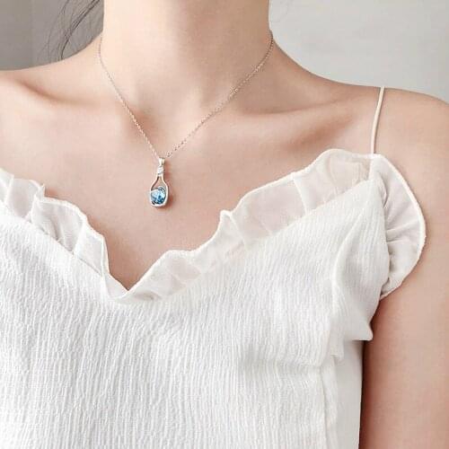 Hot Sell Peach Drift Bottle Power Necklaces Color Bottle Crystal Necklace Women Holiday Beach Statement Jewelry