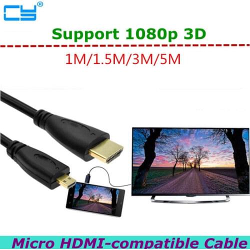 Micro HDMI to HDMI Cable 3D 1080P 1.4 Version Gold Plated Male-Male Micro HDMI Cable for Phone Tablet HDTV Camera 1m 1.5m 3m 5m