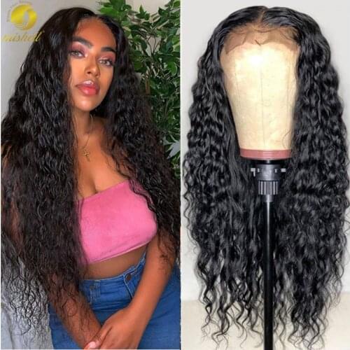Mishell 13X4 Water Wave Lace Front Wig PrePlucked Human Hair Wigs For Women 30 Inch Brazilian Curly Human Hair Wig Free Shipping