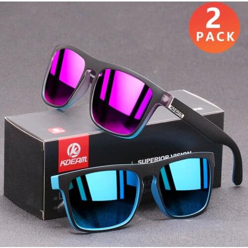 2 PACK KDEAM Polarized Sunglasses Men Fashion Sport Style Square Sun Glasses Photochromic Lens Goggles Night Vision Sunglasses