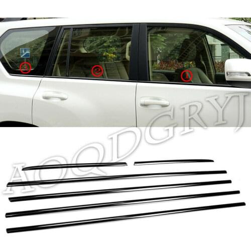 For Toyota Prado Fj150 2010-2020 Black titanium Chrome Car Bottom Window Frame Sill Trim Cover Car Styling Accessories