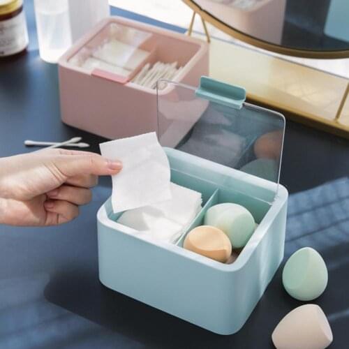 Makeup Organizer Stable Lightweight Convenient Cosmetic Storage Box Desktop Cotton Pad Case Storage Boxes Organization Storage