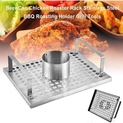 Beer Can Chicken Roaster Rack Stainless Steel BBQ Roasting Holder Grill Tools for Outdoors Camping