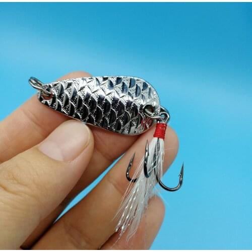 HOOFISH 10PCS/Lot Metal Jig Spoon Fishing Lure 8g/40mm Wobblers Pike Baits with Feather Hook Pesca Isca Artificial Bait