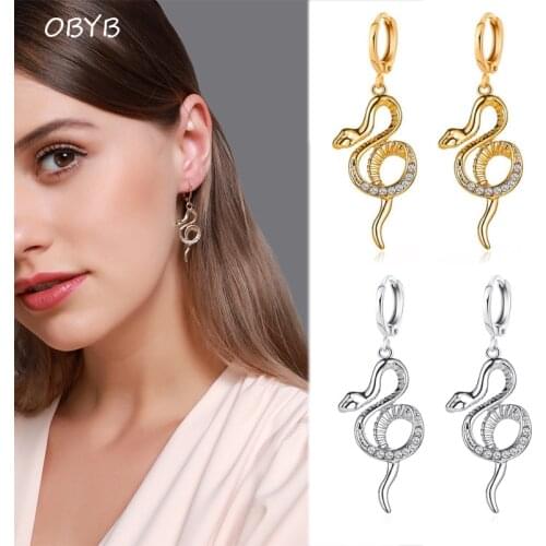 Hot Sale Snake-shaped Animal Pendant Hoop Earrings for Women Fashion Retro Gorgeous Indian Jewelry Earrings Wholesale Gift
