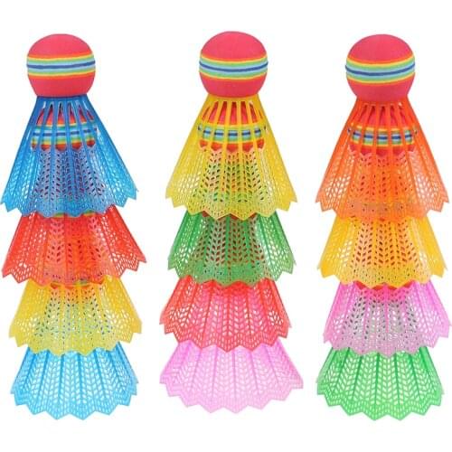 12PCS/Pack Rainbow EVA Badminton Ball Head Nylon Badminton Feathers for Game Sport Entertainment with Transparent Barrel