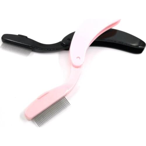 Foldable Eyelash Curler Beauty Makeup Lash Separator Metal Eyelash Brush Comb For Eyelash Extension
