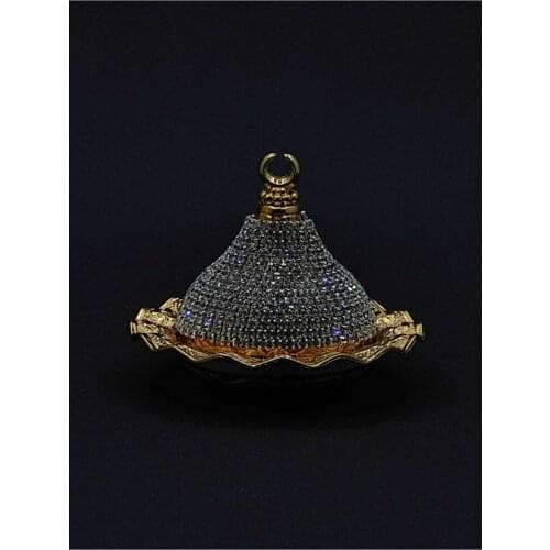 Gold Swarovski Cubic Zirconia Lokum special plate elegant cookie chocolate cookies plate