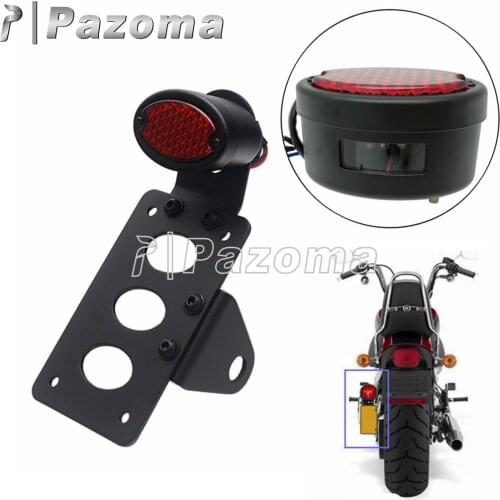 Motorcycle LED Tail Light Bracket Side Mount W/License Plate Brake Stop Light For Harley Street Bike Cruiser Chopper Cafe Racer