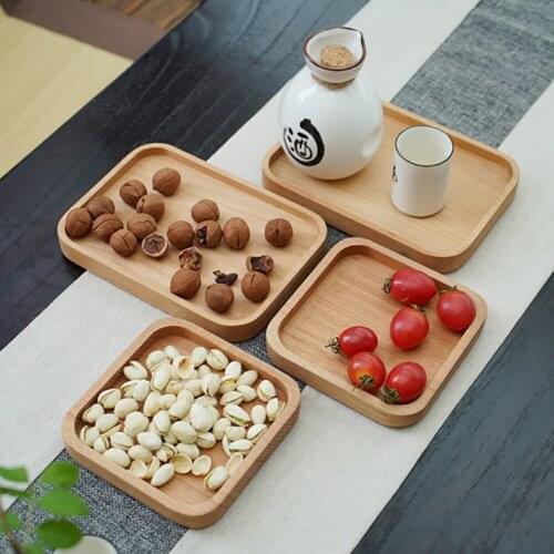 Fruit Plate Storage Pallet Plate Wooden Bamboo Serving Tray Tea Cup Trays Decoration Japanese Food Plate Kitchen Tableware