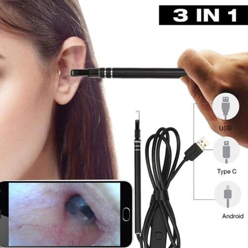 Ear Otoscope Megapixels Ear Scope Inspection Camera 3 in 1 USB Ear Digital Endoscope Earwax Cleansing Tool with 6led