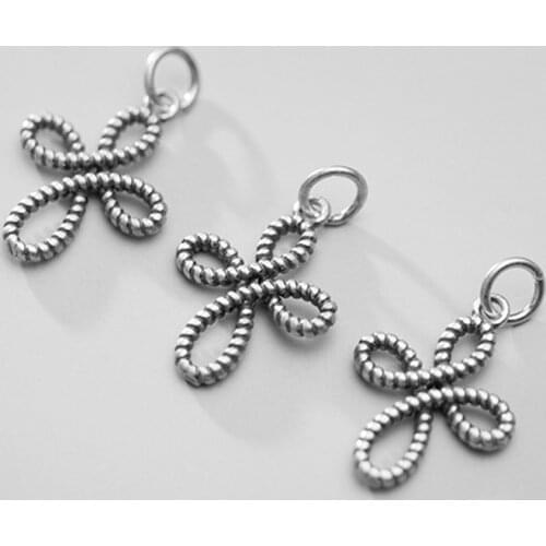 925 Sterling Silver Vintage Geometry Butterfly Charms Handmade Bracelets Necklace Dangle Silver Pendant DIY Jewelry Findings