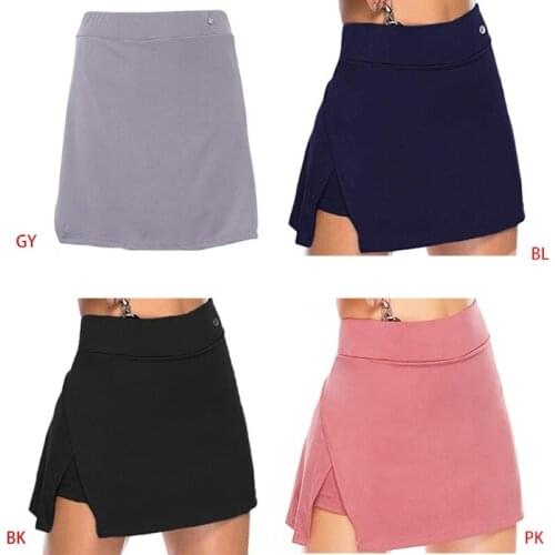 40GC Women 2 In 1 Tennis Skirt with Built-in Shorts Pocket High Waist Split Skorts