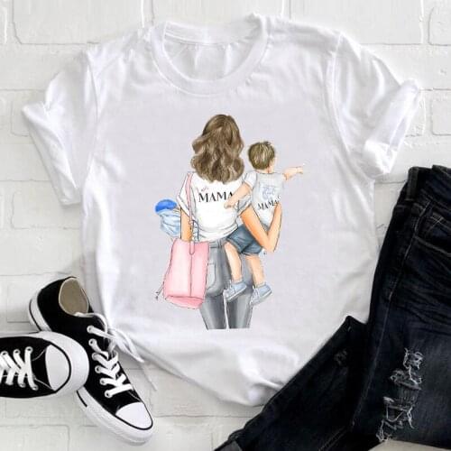 Women Cartoon Short Sleeve Cute Girl Daughter 90s Mom Mama Mother Clothes Ladies Graphic Print Tee Top Tshirt Female T-shirt