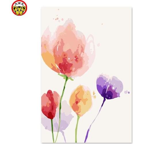 Painting by numbers art paint by number Digital painting decorative wall painting manual coloring background color tulip petals