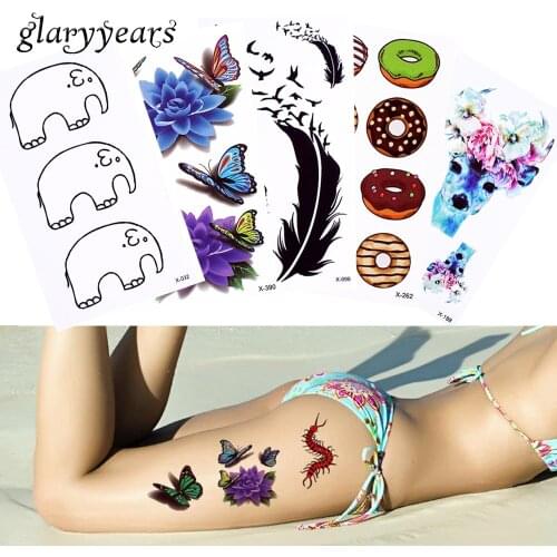 10 Pieces/lot Beauty Body Makeup Temporary Tattoo Sticker Spider Cute Owl DIY X Series Art Water Transfer Colored Drawing Tattoo