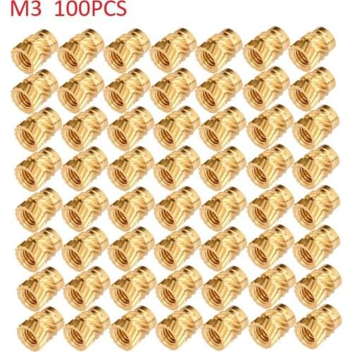 100 Pcs M3 Threaded Knurled Brass Press Fitting Heat Sink And Injection Molding Type Hot Melt Hot Press Inlaid Copper Nut