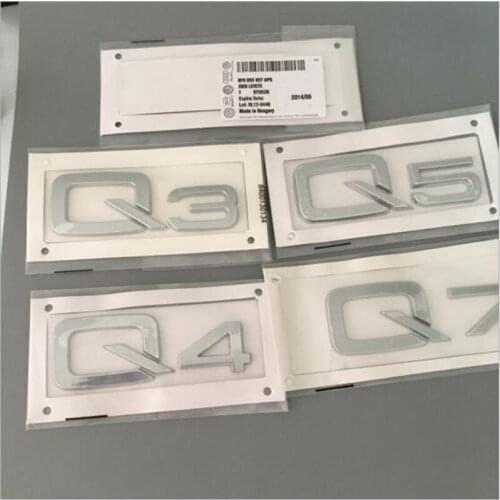 100pcs New Car Styling 3D ABS Silver Q3 Q4 Q5 Q7 Rear Boot Badge Emblem Sticker With OEM Label