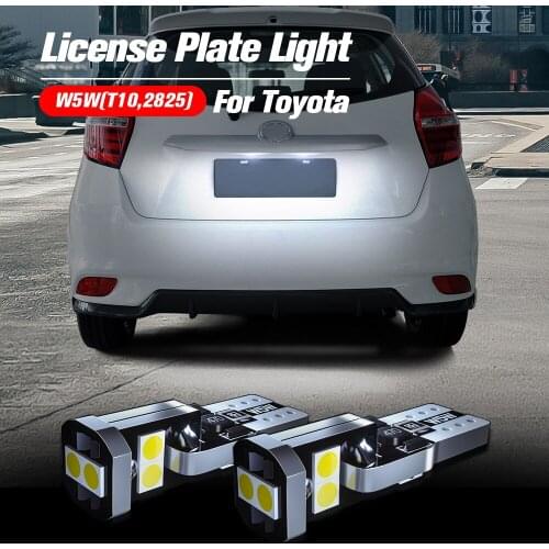 2pcs LED License Plate Light Bulb W5W T10 Lamp Canbus For Toyota Camry 4Runner Avalon Corolla RAV4 Yaris C-HR Prius C V Matrix