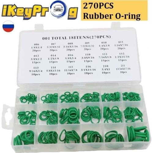 270PCS Green O-ring Assortment 18 Grid Car Air Conditioning Rubber Ring Air Conditioning Seal Repair O-ring Apron Box Washer