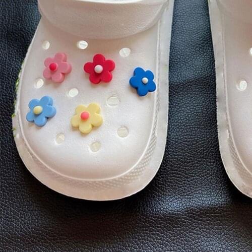 5pairs Pvc Cute Flower for Croc Shoe Shoe Buckles Colorful Shoe Decorations Accessories for Croc jibz Kids Party Gift