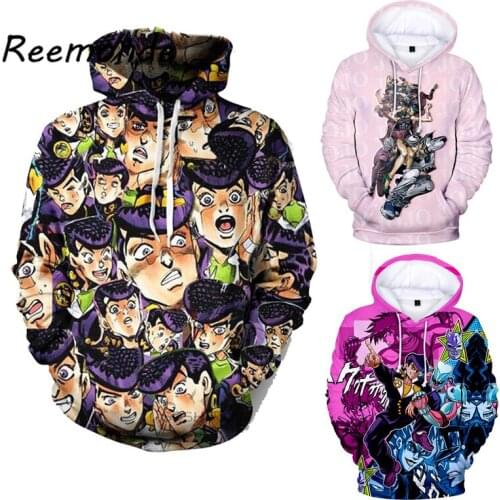 Anime JOJO Bizarre Adventure Costume Hoodies Sweatshirts Mens JOJO Cosplay Harajuku Hoodies Boys Hip Hop Hooded Coat Pullover