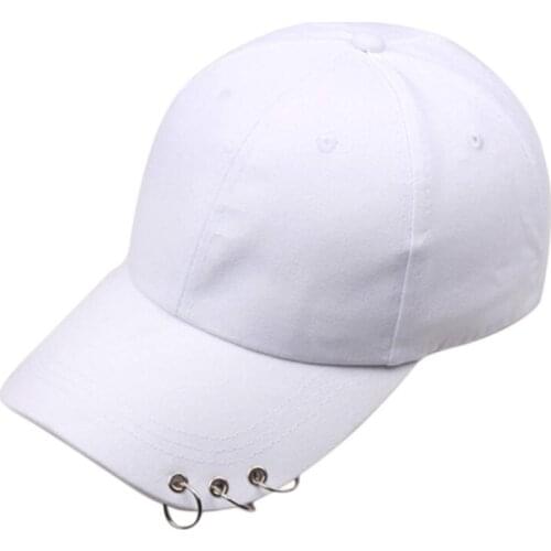 Unisex Korean Harajuku Baseball Cap with Metal Rings Hip Hop Adjustable Dad Hat Y1AC