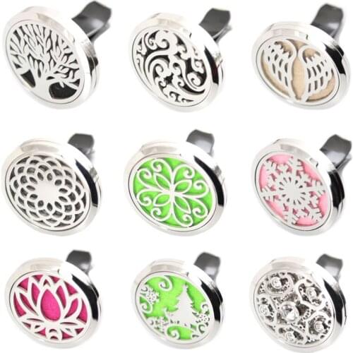 More Than 30 Style Jewelry 38mm Diffuser 316 Stainless Steel Car Aroma Locket Essential Oil Car Diffuser Lockets Free 10pcs Pads