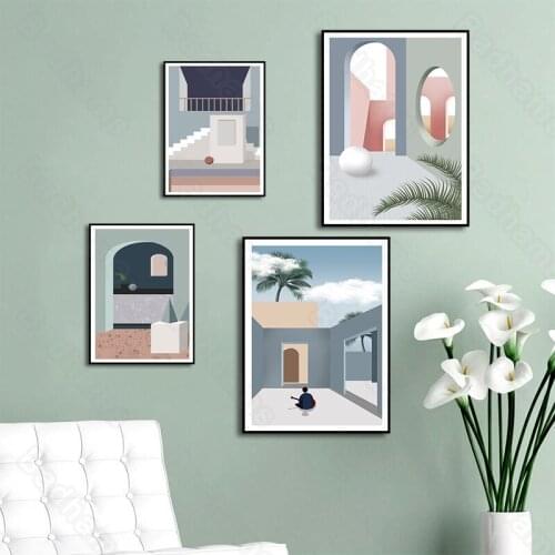 Nordic Home Decoration Frameless Painting Simple Architectural Corner Still Life Pattern Display Bedroom Decoration Painting