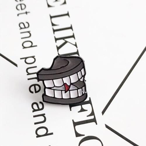 Cartoon Korean version Denture Enamel Brooch Fashion Women Denim Jackets Lapel Pin Ghost Tooth Tongue Brooches Jewelry Gift